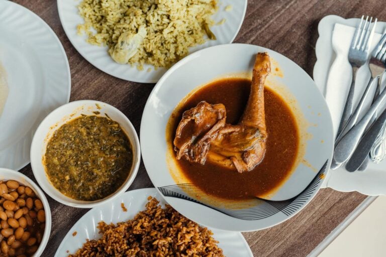 Traditional Rwandan food featuring meats and sauces_jollof appetite_living in kigali