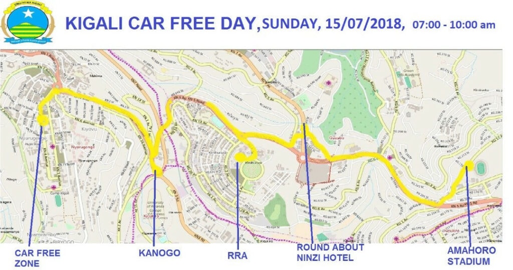 Kigali Car Free Day Map